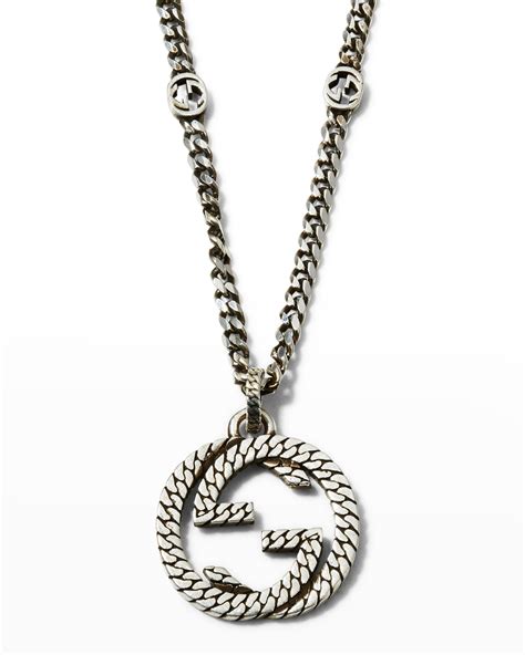 gucci interlocking g necklace mens|gucci boule chain silver necklace.